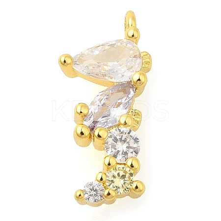 Rack Plating Brass Cubic Zirconia Charms KK-S396-30G-1