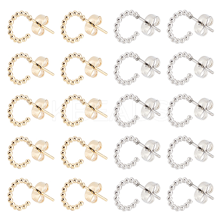 10 Pairs 2 Style 304 Stainless Steel Half Hoop Earrings EJEW-DC0001-02-1