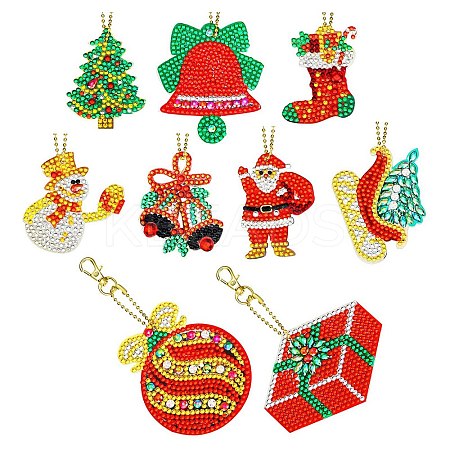 Christmas Theme DIY Diamond Painting Keychain Kit DRAW-PW0007-02C-1