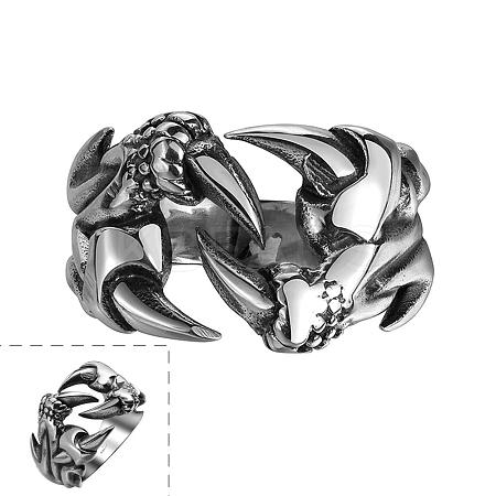 Punk Rock Style 316L Surgical Stainless Steel Hollow Claw Wide Band Rings for Men RJEW-BB06736-9-1