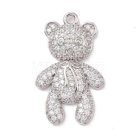 Eco-friendly Brass Micro Pave Clear Cubic Zirconia Pendants KK-D079-02P-1