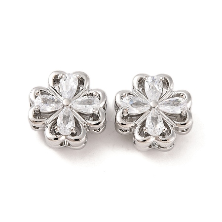 Brass Micro Pave Clear Cubic Zirconia Beads KK-S389-21P-1