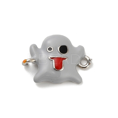 Halloween Brass Light Grey Enamel Connector Charms KK-F915-04A-P-1