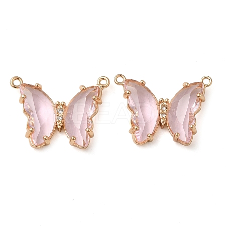 Brass Pave Faceted Glass Connector Charms FIND-Z020-03Q-1
