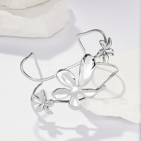 Bohemian Style Floral Stainless Steel Cuff Bangles for Women AX0159-2-1