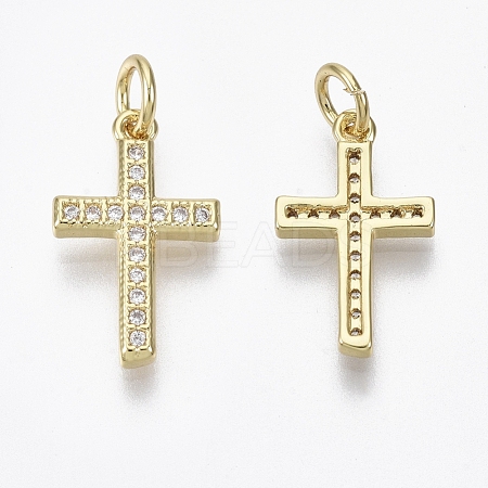 Brass Micro Pave Cubic Zirconia Charms ZIRC-R109-024A-G-NF-1