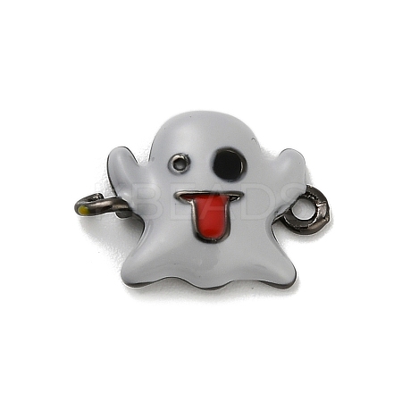 Halloween Brass Light Grey Enamel Connector Charms KK-F915-04A-B-1