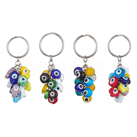 Handmade Evil Eye Lampwork Beads Keychain KEYC-JKC00511-1