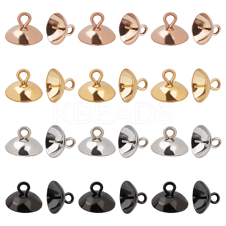 48Pcs 4 Color Ion Plating(IP) 304 Stainless Steel Cup Peg Bails Pin Pendants STAS-DC0006-06-1