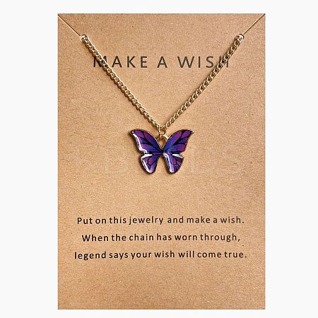 Bohemian Alloy Enamel Butterfly Pendant Necklaces for Women WG0CAA2-14-1