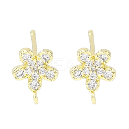 Brass Pave Clear Cubic Zirconia Stud Earring Findings LS-KK-F875-08G-1