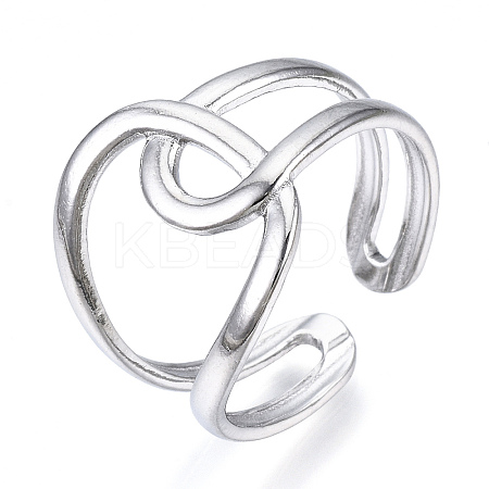 Non-Tarnish 304 Stainless Steel Knot Open Cuff Ring LS-RJEW-N040-06-1