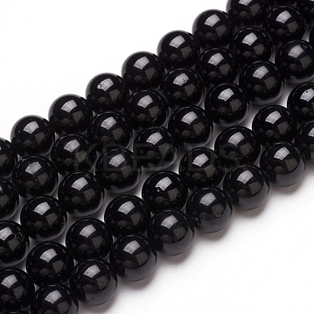 Natural Black Tourmaline Beads Strands X-G-L554-02-8mm-1