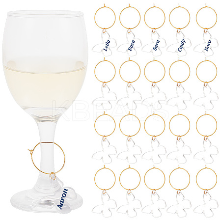 Transparent Acrylic Butterfly Wine Glass Charms AJEW-AB00114-1