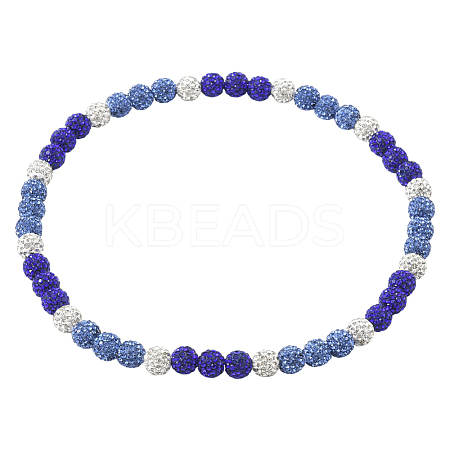 1Pc Polymer Clay Rhinestone Round Beaded Stretch Necklaces NJEW-SP0001-14A-1