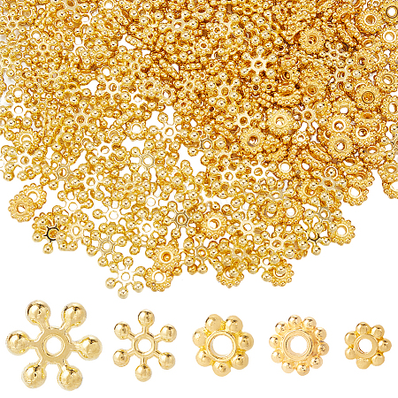 500Pcs 5 Styles Alloy Daisy Spacer Beads FIND-SP0002-22C-1