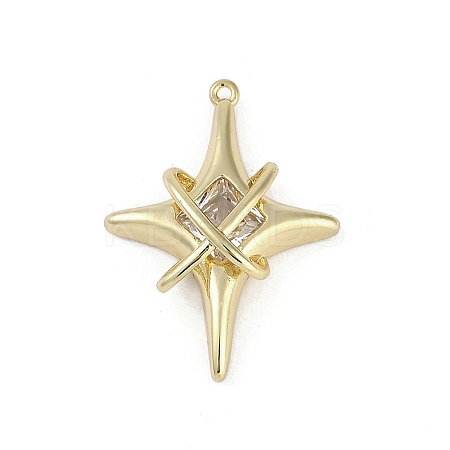 Brass Micro Pave Clear Cubic Zirconia Pendants KK-Z078-30G-1