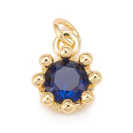 Brass Inlaid Clear Cubic Zirconia Charms KK-A161-34G-D-1