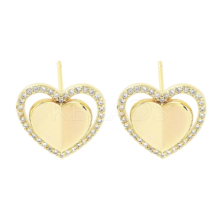 Brass Micro Pave Clear Cubic Zirconia Studs Earring for Women EJEW-S217-A01-1