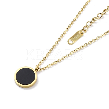 Flat Round Acrylic Pendant Necklaces NJEW-G128-03G-1