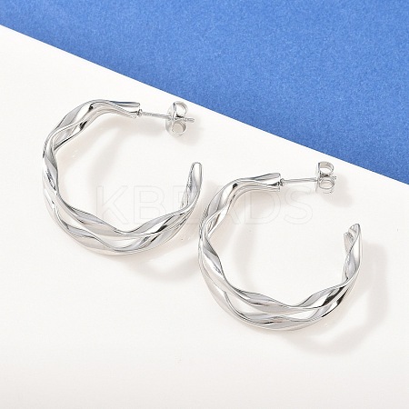 304 Stainless Steel Two-layer C-Shaped Stud Earrings EJEW-P324-11P-1