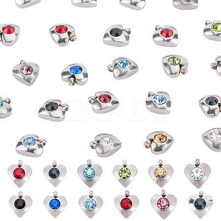 24Pcs 12 Colors 304 Stainless Steel Charms STAS-UN0029-95-1