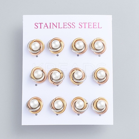 304 Stainless Steel Stud Earrings EJEW-F246-02M-1