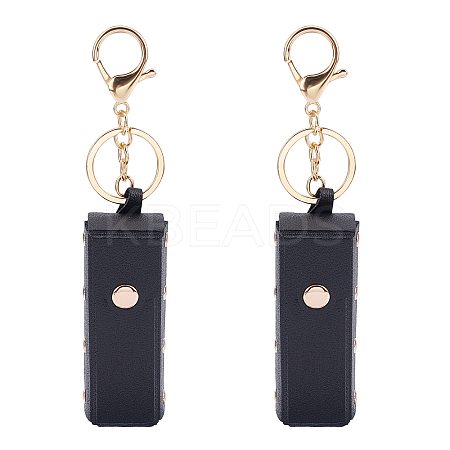 2Pcs PU Leather Lipstick Storage Bags Keychain AJEW-WR0001-23-1