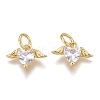 Brass Micro Pave Clear Cubic Zirconia Charms ZIRC-O035-26G-1