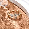Brass Micro Pave Clear Cubic Zirconia Cuff Finger Rings for Women RJEW-C116-02G-3
