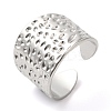 Non-Tarnish 304 Stainless Steel Grooved Open Cuff Ring for Women RJEW-I098-25P-1
