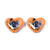 Flower Printed Opaque Acrylic Heart Beads SACR-S305-28-J01-2