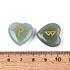 25Pcs Natural Green Aventurine Heart Rune Stones with Elder Futhark Alphabet Engraved G-T144-02E-3