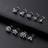 316L Surgical Stainless Steel Clear Cubic Zirconia L-Shaped Nose Rings WG135CD-10-1