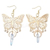 Natural Quartz Crystal & Iron & Brass Dangle Earrings EJEW-TA00588-1
