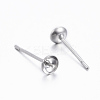 Tarnish Resistant 304 Stainless Steel Post Stud Earring Settings For Half Drilled Beads LS-STAS-H376-93-2