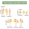 36Pcs 3 Style 304 Stainless Steel Pendants STAS-UN0035-33-4