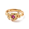 Cerise Cubic Zirconia Rose of Life Adjustable Ring RJEW-P035-06G-2