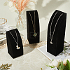3Pcs 3 Sizes Vertical Wooden Covered with Velvet Necklace Display Stands NDIS-WH20001-03B-3