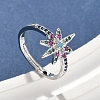 Brass Micro Pave Cubic Zirconia Finger Rings for Women RJEW-D322-03P-1