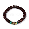 Rondelle Sandalwood Mala Bead Bracelets BJEW-N010-012-1
