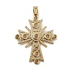Cross Brass Micro Pave Clear Cubic Zirconia Pendants KK-G435-25G-2
