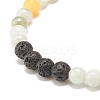 Natural Jadeite & Lava Rock Round Beaded Stretch Bracelet BJEW-JB07572-02-4