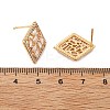 Rhombus Brass Micro Pave Clear Cubic Zirconia Stud Earrings for Women EJEW-G428-05G-5