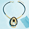 Oval Alloy & Resin Pendant Necklaces FS-WG6879B-01-3