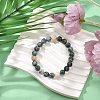 Natural Dioptase Round Beaded Stretch Bracelets BJEW-JB11195-01-2