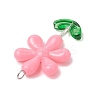 Opaque Acrylic Flower Beads with Iron Bead Caps and 304 Stainless Steel Flat Head Pins and Spray Painted Transparent Glass Beads Pendants PALLOY-JF03617-02-5