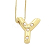Brass & Plastic Pearl Letter Pendant Box Chain Necklaces for Women LS-NJEW-U017-01G-25-1