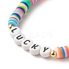 30Pcs 30 Style Polymer Clay Heishi Beaded Stretch Bracelets Set with Inspiration Word BJEW-JB07593-6