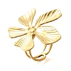 Flower 304 Stainless Steel Open Cuff Ring for Women RJEW-R006-03G-01-4